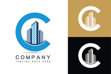 Letter c real estate logo design concept