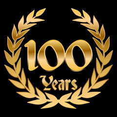 100 Years Anniversary Laurel, golden effect	
