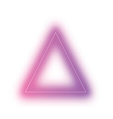 Triangle neon frame template. Purple laser light over blank geometric shape with bright glow colorful futuristic simple vector design