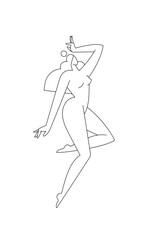 Abstract female body silhouette vector illustration. Contemporary woman figure, nude feminine graphic design. Line art, editable strokes, isolated on white. Beauty concept for logo, branding. Fine art - 587290897
