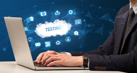 Businessman working with laptop concept