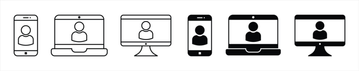 social media icon set. video communication icon. digital communication icon symbol sign collections, vector illustration