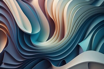 Abstract 3D background. Smooth waves, peaceful. 
