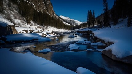 snow covered mountains in winter