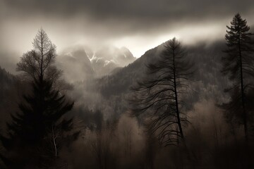 misty morning in the mountains