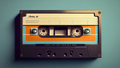 Retro Cassette Tape Closeup, Generative AI
