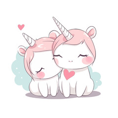 Two unicorns in love, vector, SVG