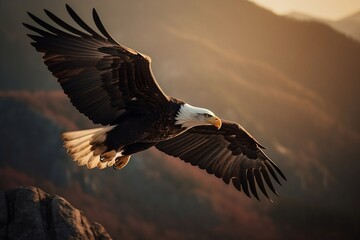Obraz premium eagle in flight over the mountains