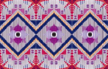 Ikat pattern Geometric ethnic oriental traditional Design for background,carpet,wallpaper,clothing,wrapping,Batik,fabric,Vector illustration.embroidery style.