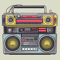 retro boombox ghettoblaster, vector SVG