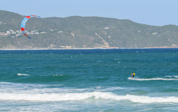 People practicing kitesurf at Buffalo bay on South Africa