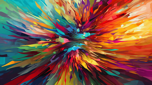 A flurry of jagged, angular shapes. digital art illustration. generative AI