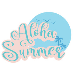 Aloha summer word art logo