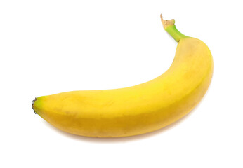 Close-up of one banana lying isolated on white background