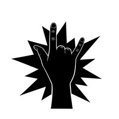 Black back of rock and roll hand sign. Goat gesture. Vector silhouette illustration.