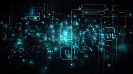Obraz premium Digital cyber security background and padlock protection for desktop or project. Cybersecurity today. Cyber ​​security hacker background. Generative AI