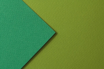 Rough kraft paper background, paper texture different shades of green. Mockup with copy space for text