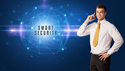 businessman thinking about security concept