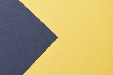 Rough kraft paper background, paper texture blue yellow colors. Mockup with copy space for text