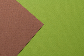 Rough kraft paper background, paper texture brown green colors. Mockup with copy space for text