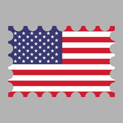 Postage stamp with USA flag. Vector illustration.