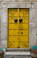 Yellow Tunisian Doors in Tunis Medina, Portrait