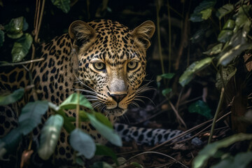 Fototapeta na wymiar The Leopard's Gaze: Unveiling the Secrets of the Jungle