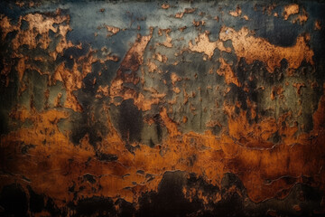 Old grunge copper bronze rusty texture dark black background effect