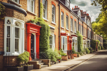 Naklejka premium typical english house in a city. Generative ai