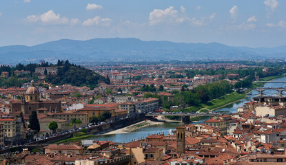Fototapeta na wymiar Aerial view on the historical center of Florence, Italy