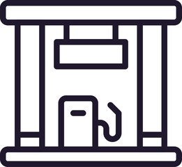 Single line icon of gas station on isolated white background. High quality editable stroke for mobile apps, web design, websites, online shops etc.