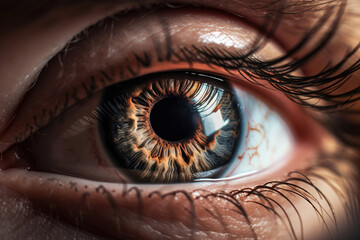 Close up detail beautiful eye macro photography. Generative ai