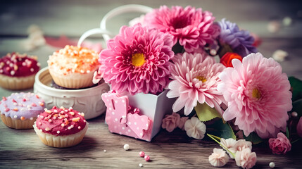 Fototapeta na wymiar springtime flowers for Mothers Day holiday concept generative art