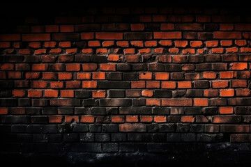 Obraz premium Red brick wall background, grunge black texture wallpaper