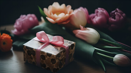 Fototapeta na wymiar springtime flowers for Mothers Day holiday concept generative art