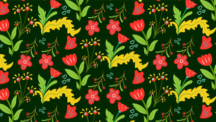 Organic Flat colorful Floral Background of Seamless pattern design for paper, cover, fabric, pacing and other.