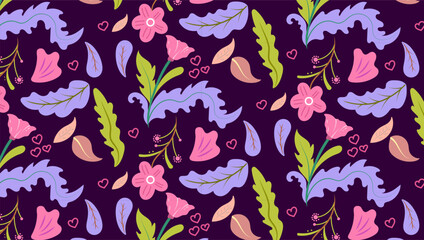 Organic Flat colorful Floral Background of Seamless pattern design for paper, cover, fabric, pacing and other.
