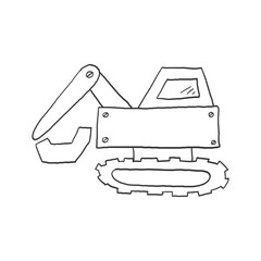 Excavator hand drawn icon, outline vector sign, doodle style pictogram isolated on white.