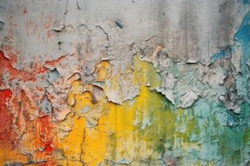 Old concrete cement wall, grunge rough texture, colorful paint background, fancy wallpaper, summer banner spring poster