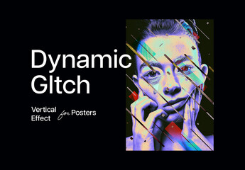 Dynamic Glitch Poster Effect Mockup