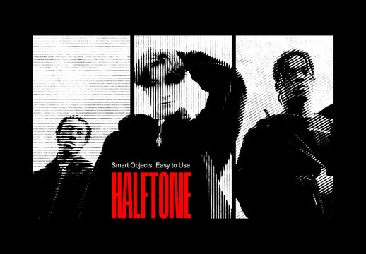 Halftone Lines Photo Effect Mockup