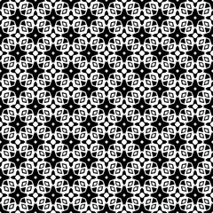 Black and white seamless pattern texture. Greyscale ornamental graphic design. Mosaic ornaments. Pattern template. Vector illustration. EPS10.