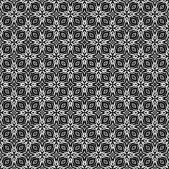 Black and white seamless pattern texture. Greyscale ornamental graphic design. Mosaic ornaments. Pattern template. Vector illustration. EPS10.