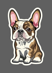 French Bulldog Puppy, sticker. Vector graphics