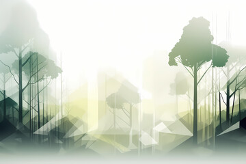 Futuristic forest with trees: Stylish and minimalist background, Generative AI