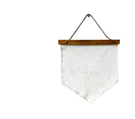 Isolated with clipping paths of white fabric tag with copy space on white background