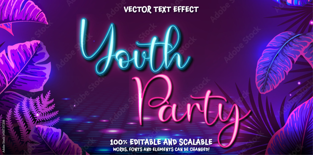 Poster modern editable text effect vibrant modern color shiny. text style effect. editable fonts vector fil