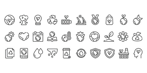 Ecology Icon Set. The icon use 64x64 px with outline style