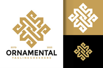 Letter N ornamental jewellery Logo vector icon illustration