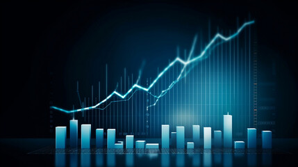 Naklejka premium Blue money business graph finance chart diagram on econ. Generative AI.